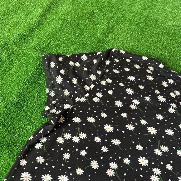 Emily Stacy Short Sleeve Round Neck Super Soft Black Floral T-Shirt Plus Size 3X - Picture 12 of 13